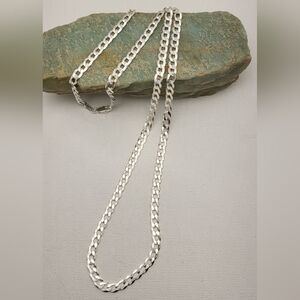Italian Sterling Silver 24" Cuban Chain 5mm
